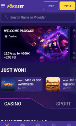 Bezoek de Pokobet site en klik op de gele sign up knop rechts in de bovenhoek